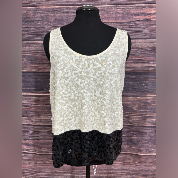 J. Crew Colorblock Sequin Cami Tank, XL, Black & White - Picture 5 of 12